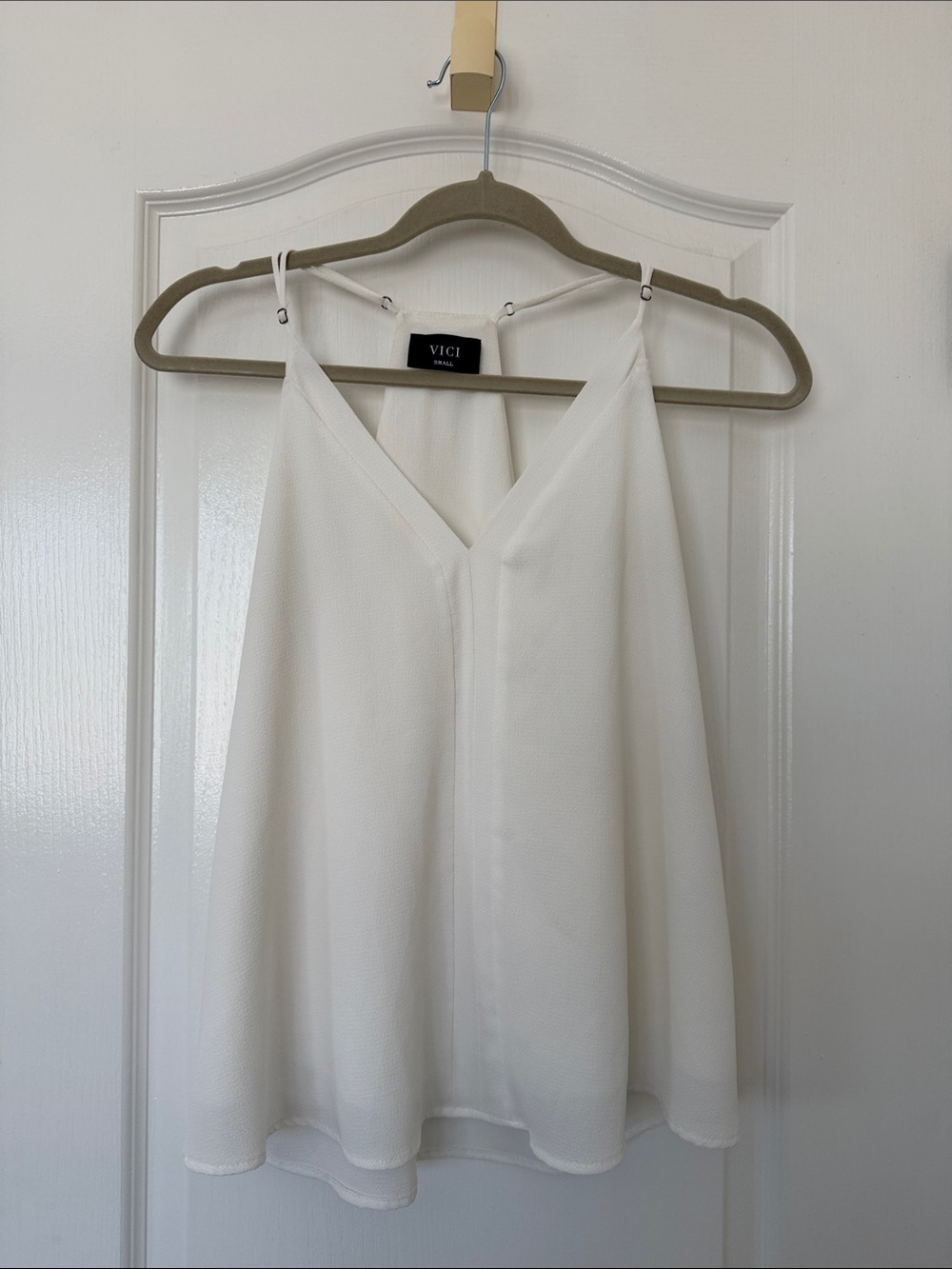 VICI Cream Double-Layer V-Neck Spaghetti Strap Cami